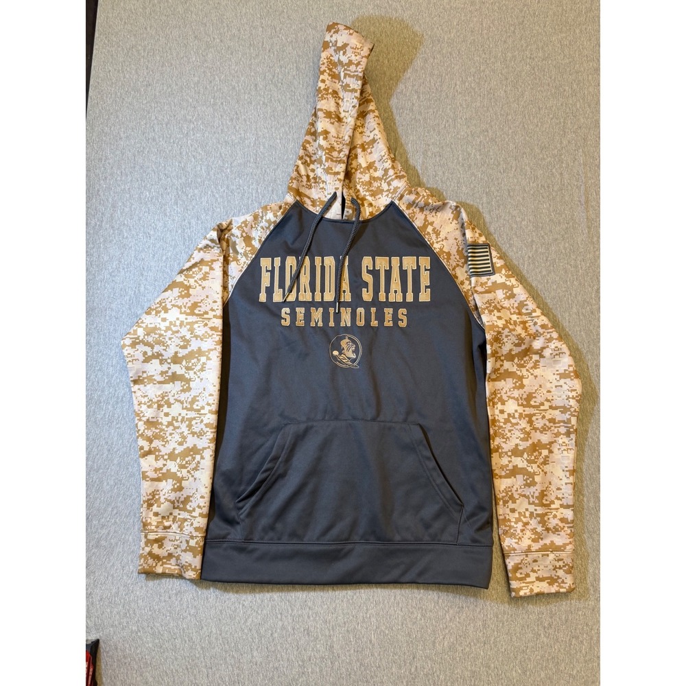 Colosseum Florida State Seminoles Hoodie Mens Medium Grey Camo FSU Sweatshirt